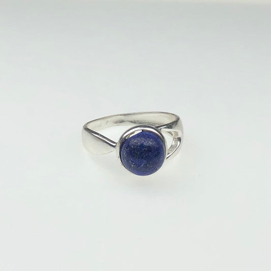 Very pretty Blue Lapiz Lazuli Ring Main Metal Brass, Silver Coated