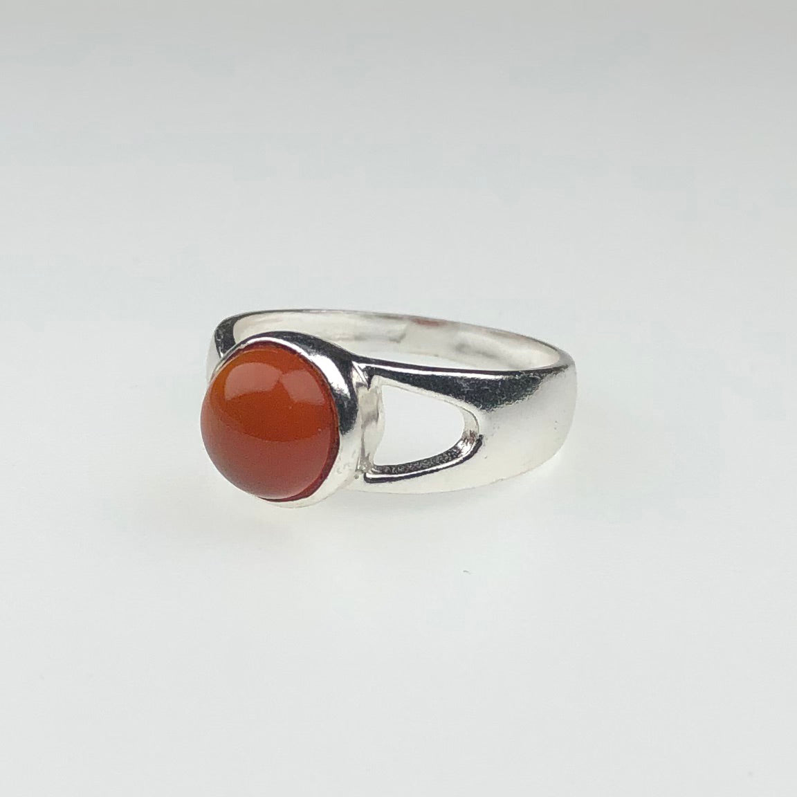 Elegant Red Carnelian Ring Main Metal Brass, Silver Coated