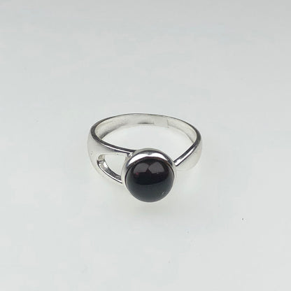 Wonderful Black Obsidian Ring Main Metal Brass, Silver Coated