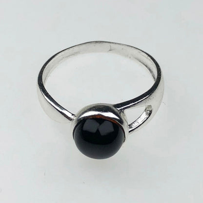 Wonderful Black Obsidian Ring Main Metal Brass, Silver Coated
