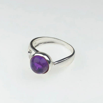 Precious Purple Amethyst Ring Main Metal Brass, Silver Coated