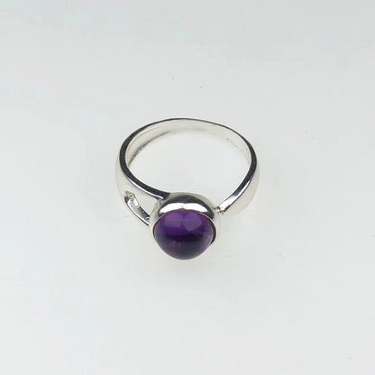 Precious Purple Amethyst Ring Main Metal Brass, Silver Coated