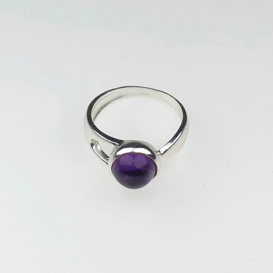 Precious Purple Amethyst Ring Main Metal Brass, Silver Coated