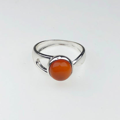 Gorgeous Orange Carnelian Ring Main Metal Brass, Silver Coated