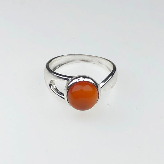 Gorgeous Orange Carnelian Ring Main Metal Brass, Silver Coated