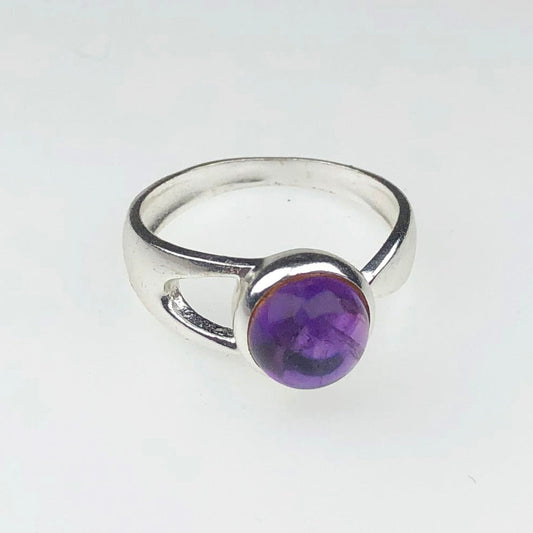 Elegant Purple Amethyst Ring Main Metal Brass, Silver Coated