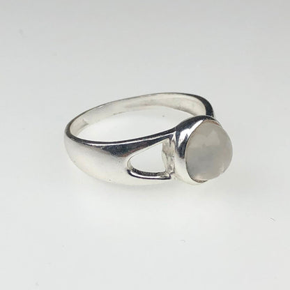 Impressive White Clear Quartz Ring Main Metal Brass, Silver Coated