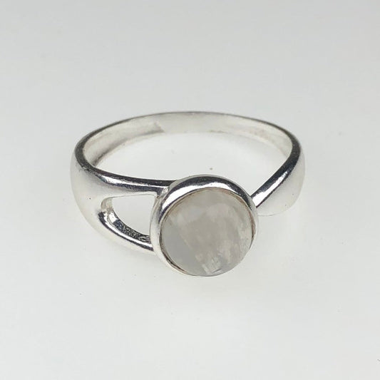 Impressive White Clear Quartz Ring Main Metal Brass, Silver Coated