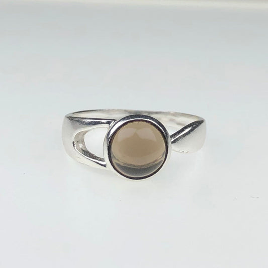 Wonderful Brown Smoky Quartz Ring Main Metal Brass, Silver Coated