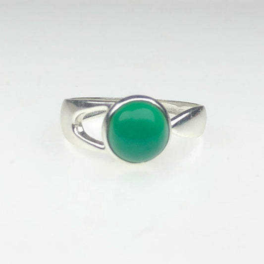 Amazing Green Onyx Ring Main Metal Brass, Silver Coated