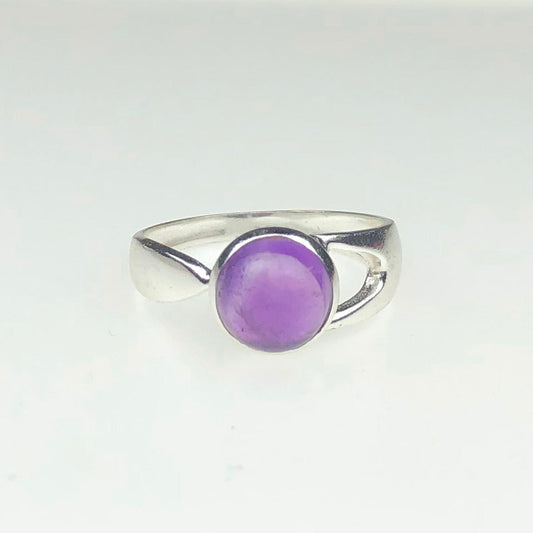 Very pretty Purple Amethyst Ring Main Metal Brass, Silver Coated