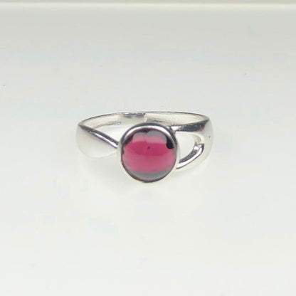 Wonderful Red Garnet Ring Main Metal Brass, Silver Coated