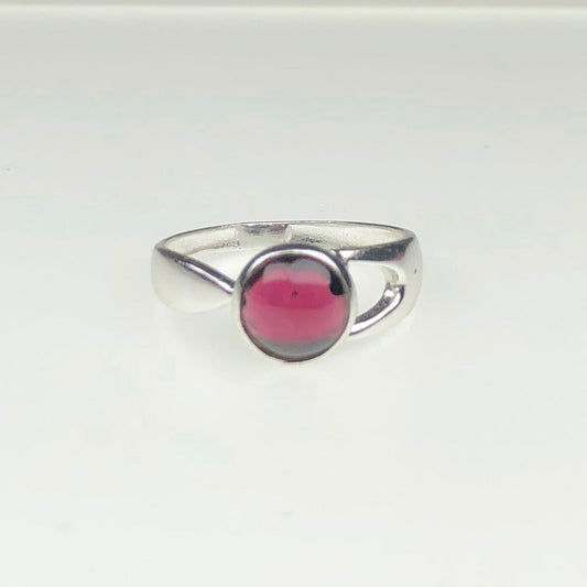 Wonderful Red Garnet Ring Main Metal Brass, Silver Coated