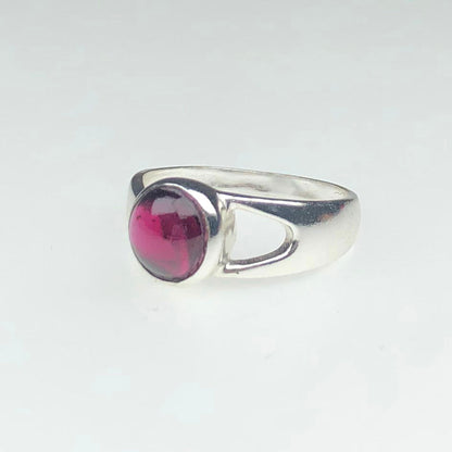 Wonderful Red Garnet Ring Main Metal Brass, Silver Coated