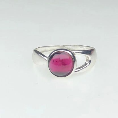 Wonderful Red Garnet Ring Main Metal Brass, Silver Coated