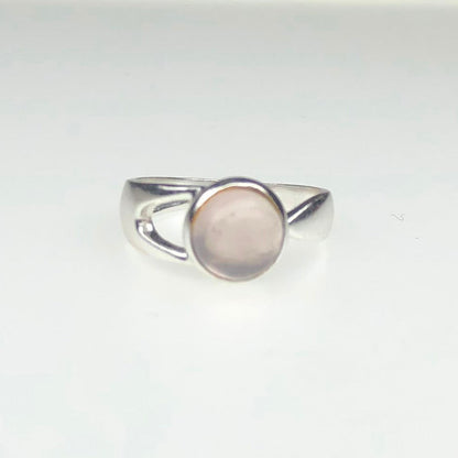 Superb Pink Rose Quartz Ring Main Metal Brass, Silver Coated