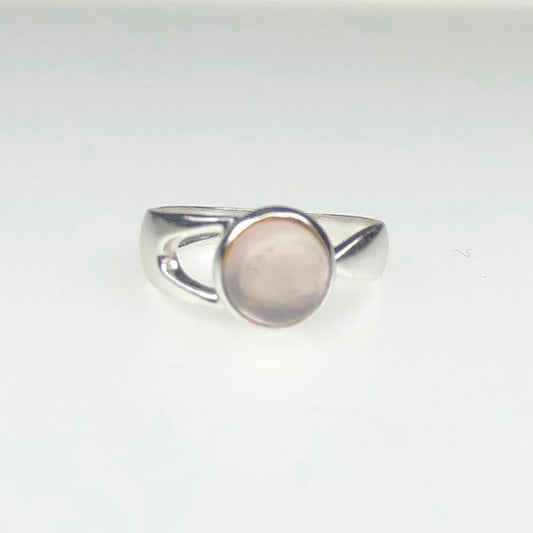 Superb Pink Rose Quartz Ring Main Metal Brass, Silver Coated