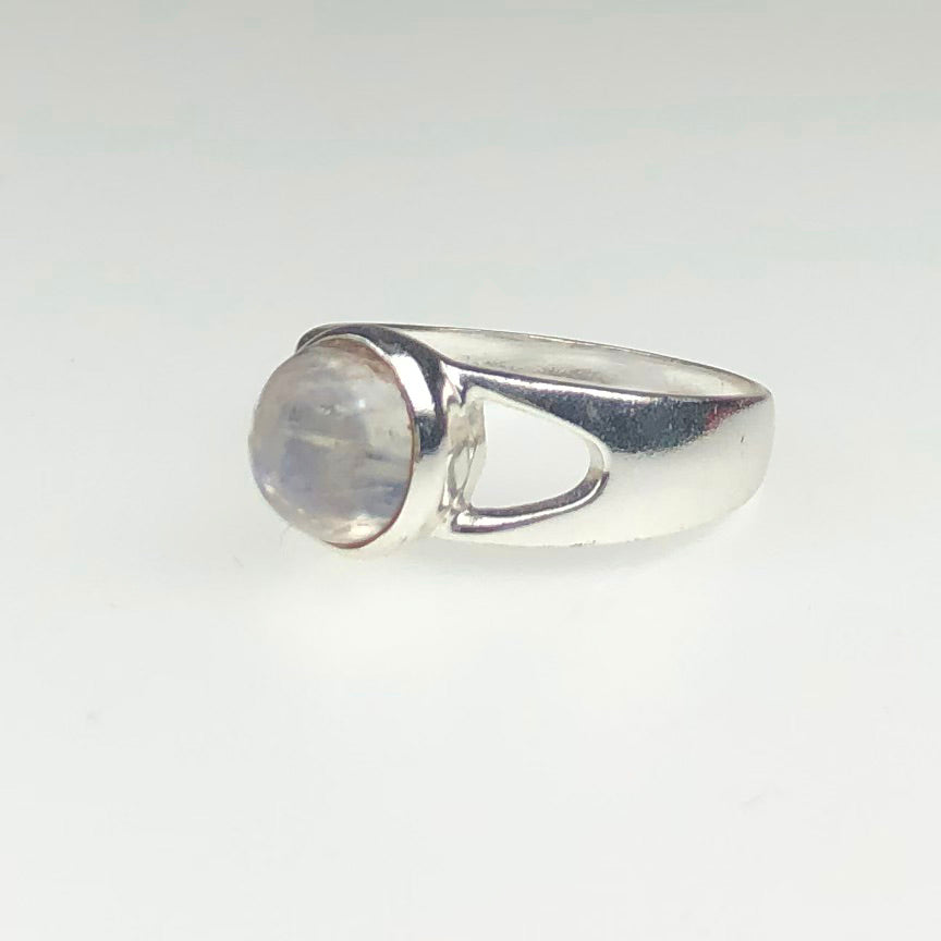 Wonderful White Moonstone Ring Main Metal Brass, Silver Coated