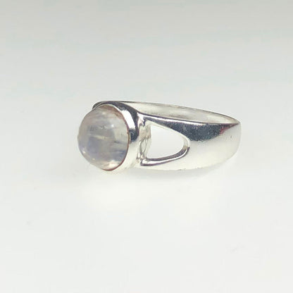 Wonderful White Moonstone Ring Main Metal Brass, Silver Coated