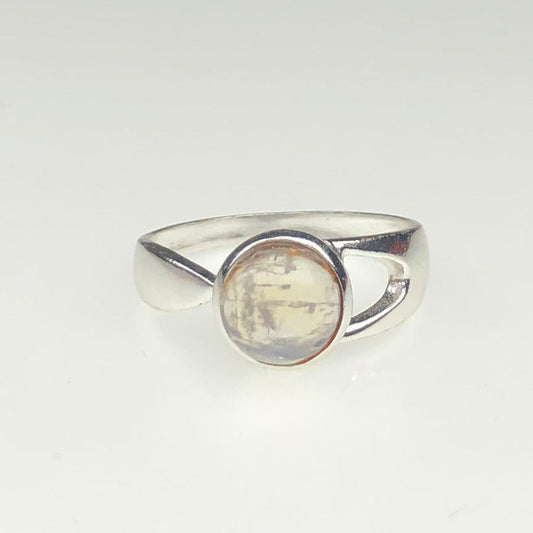 Wonderful White Moonstone Ring Main Metal Brass, Silver Coated