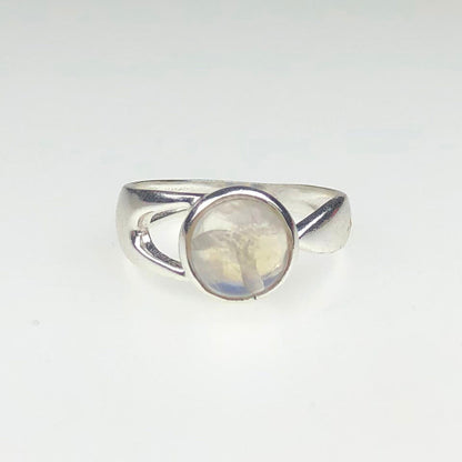 Elegant White Moonstone Ring Main Metal Brass, Silver Coated