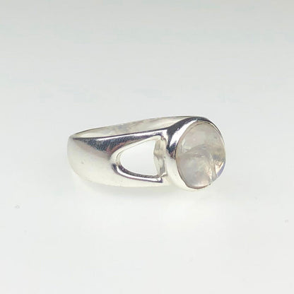 Elegant White Moonstone Ring Main Metal Brass, Silver Coated