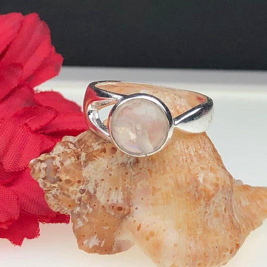 Elegant White Moonstone Ring Main Metal Brass, Silver Coated