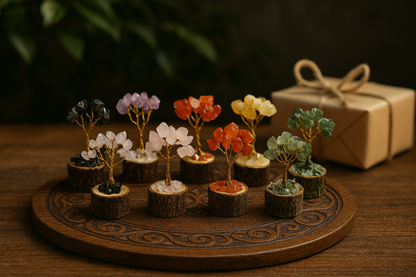 Box of 12 Gemstone Miniature Trees | Crystal Healing Tree Gift Set