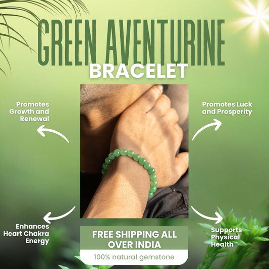 Green Aventurine Bracelet – 8mm Natural Beads | Stretchable | Luck & Prosperity Crystal Bracelet