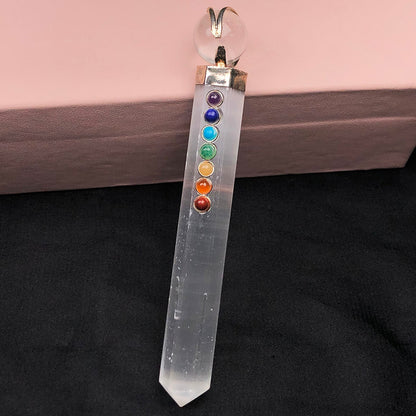 White Selenite Seven Chakra Wand – Energy Cleansing & Spiritual Activation