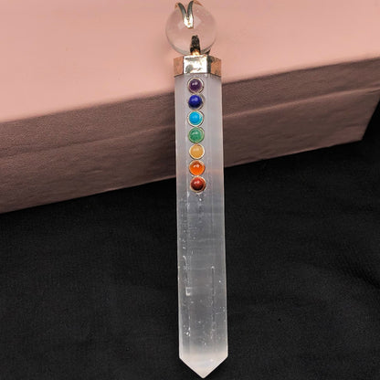 White Selenite Seven Chakra Wand – Energy Cleansing & Spiritual Activation