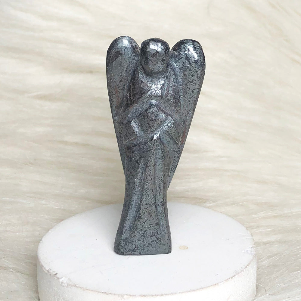 Hematite Angel Figurine – Grounding Energy & Spiritual Protection