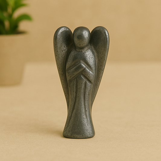 Hematite Angel Figurine – Grounding Energy & Spiritual Protection