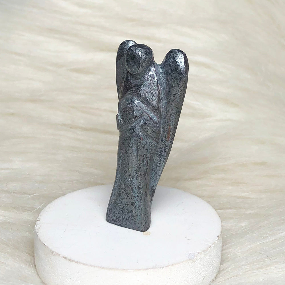 Hematite Angel Figurine – Grounding Energy & Spiritual Protection