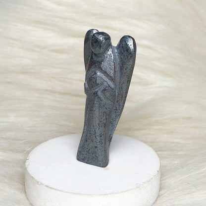 Hematite Angel Figurine – Grounding Energy & Spiritual Protection