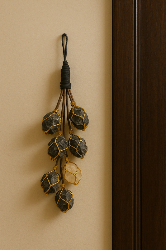 Selenite & Tourmaline Wall Hanging – Energy Shield & Space Purification