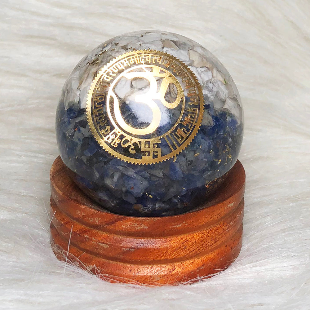 Lapis Lazuli & Howlite Crystal Ball – Wisdom, Peace & Third Eye Activation