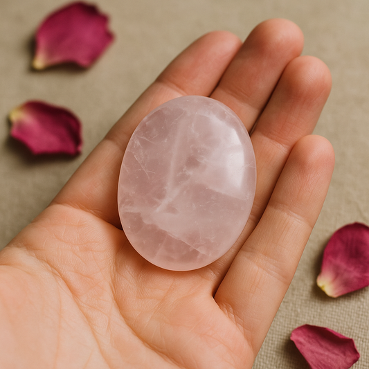 Rose Quartz Healing Stone – Pocket Palmstone for Self-Love & Emotional Soothing