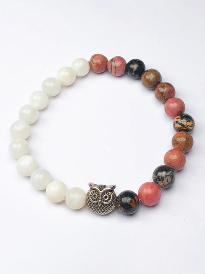 Mental Peace Mixel Crystal Bracelet (Rhodonite & White Agate)