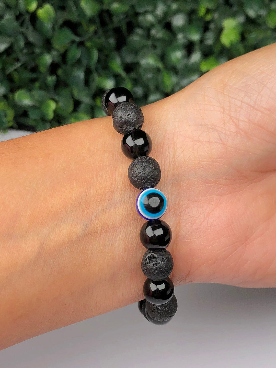 Evil Eye Mixel Crystal Bracelet (Obsidian, Lava and Evil Eye)