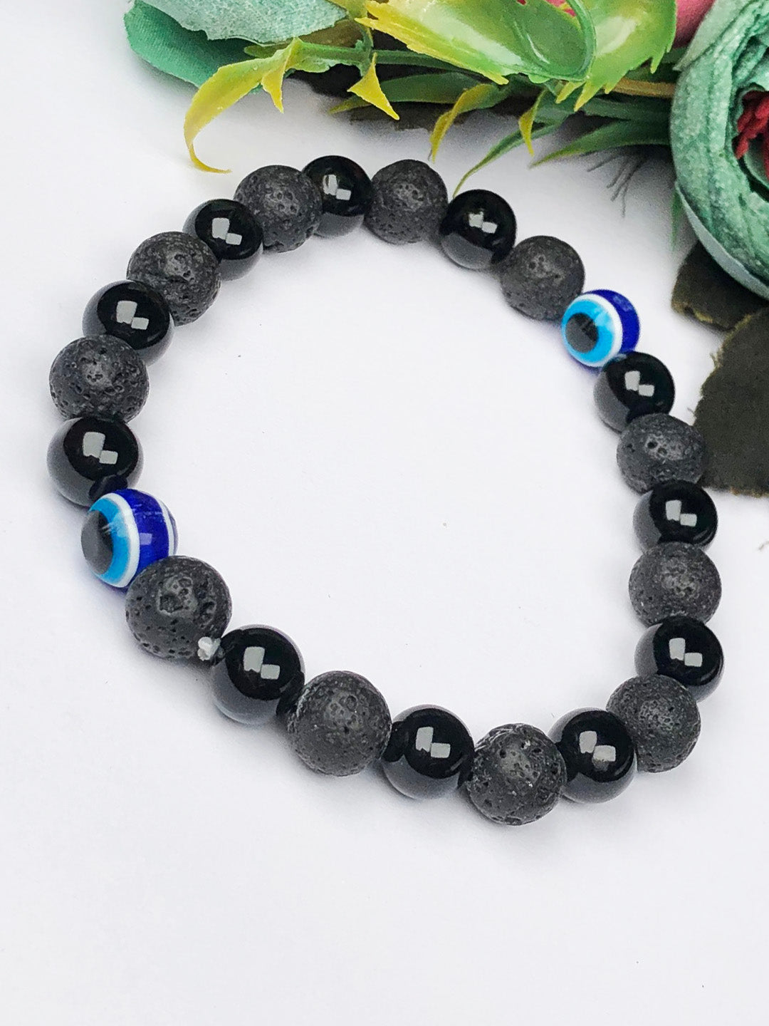 Evil Eye Mixel Crystal Bracelet (Obsidian, Lava and Evil Eye)