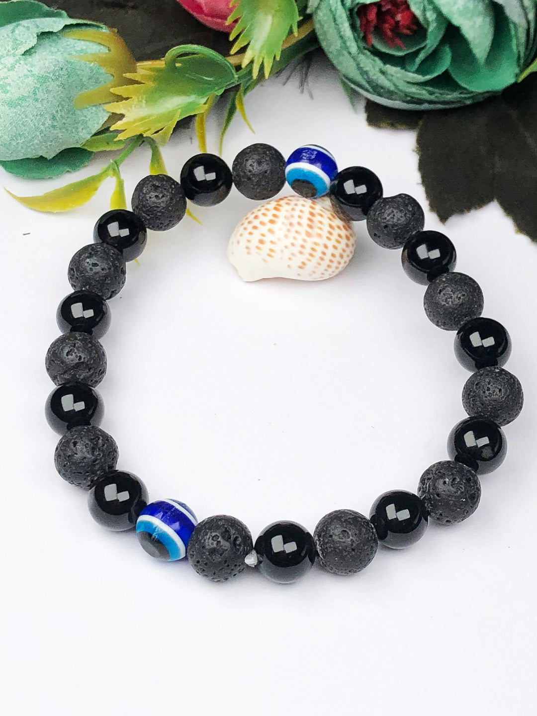 Evil Eye Mixel Crystal Bracelet (Obsidian, Lava and Evil Eye)