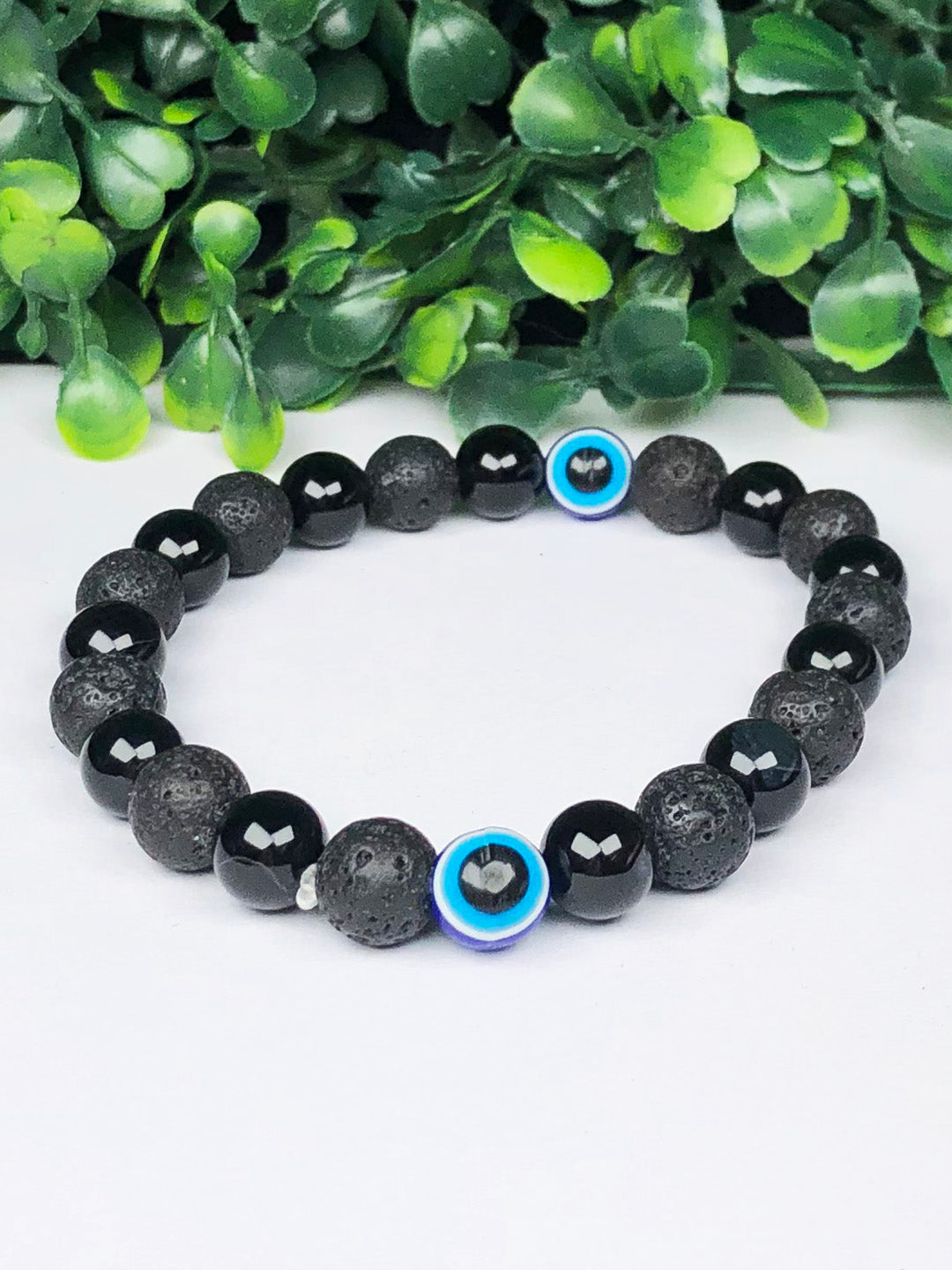 Evil Eye Mixel Crystal Bracelet (Obsidian, Lava and Evil Eye)