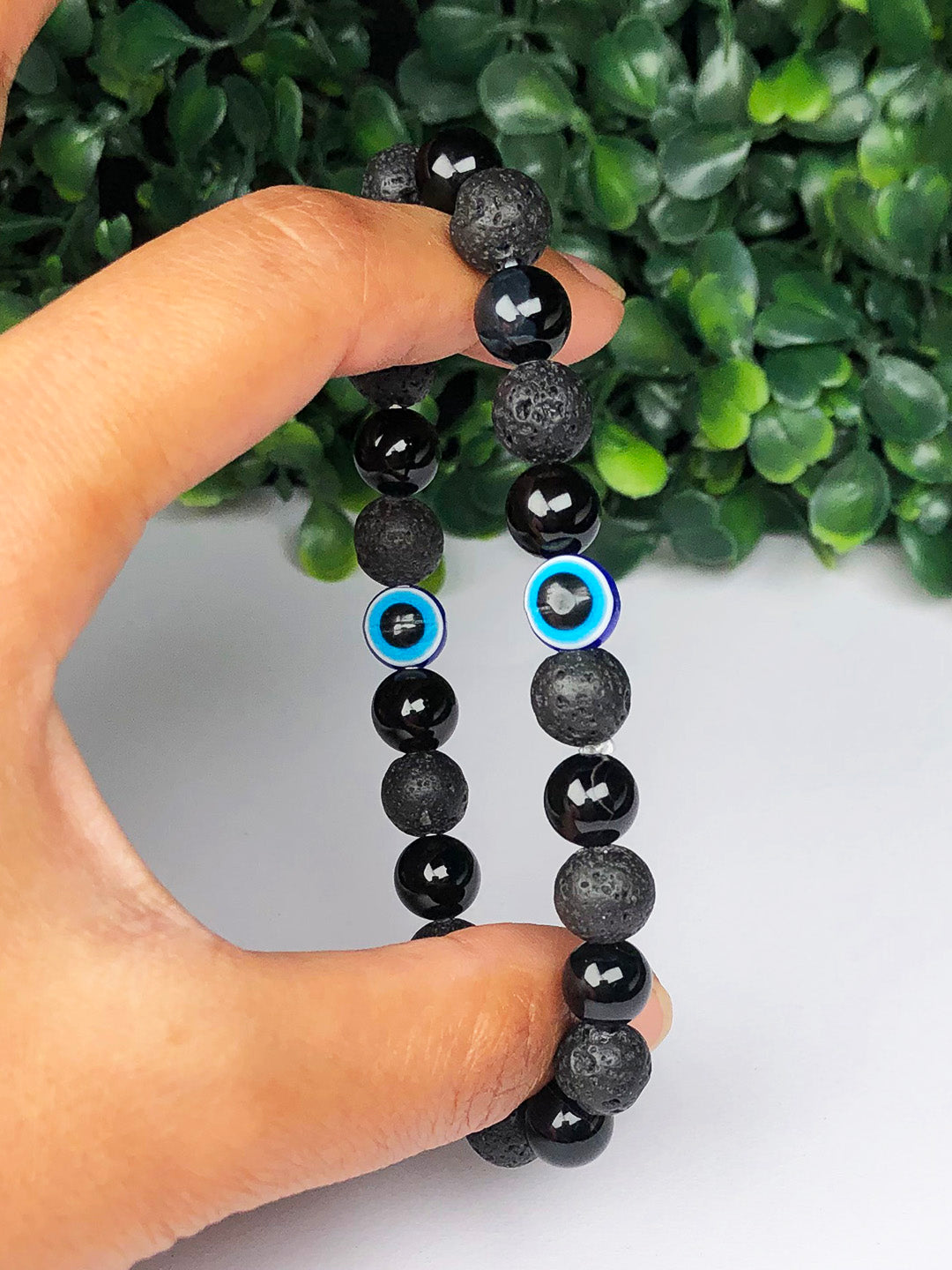 Evil Eye Mixel Crystal Bracelet (Obsidian, Lava and Evil Eye)