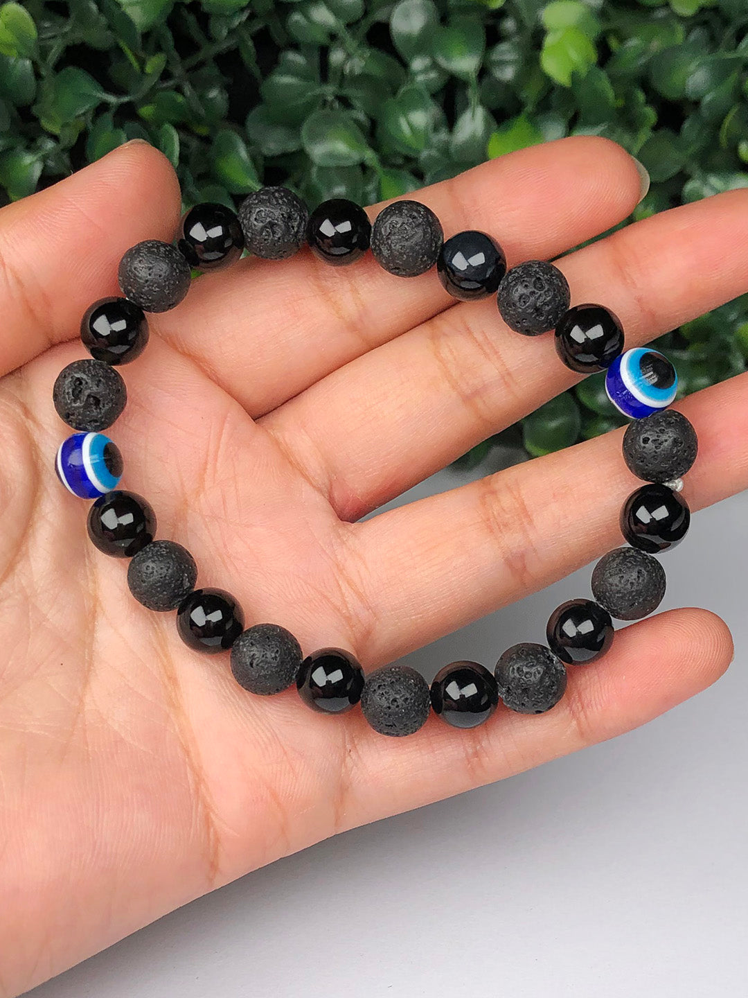 Evil Eye Mixel Crystal Bracelet (Obsidian, Lava and Evil Eye)