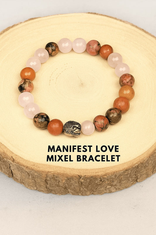 Manifest Love Mixel Crystal Bracelet (Rose quartz & Rhodonite)