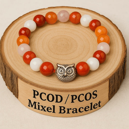 PCOD / PCOS Mixel Crystal Bracelet (Carnelian , Red Jasper, Rose quartz & Moonstone)