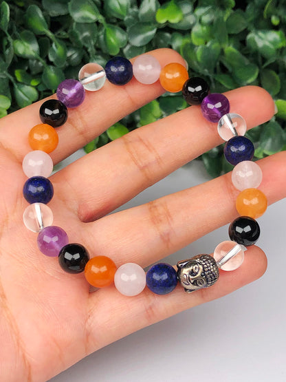Universal Mixel Crystal Bracelet (7 Chakra) (Hematite & Lava stone)