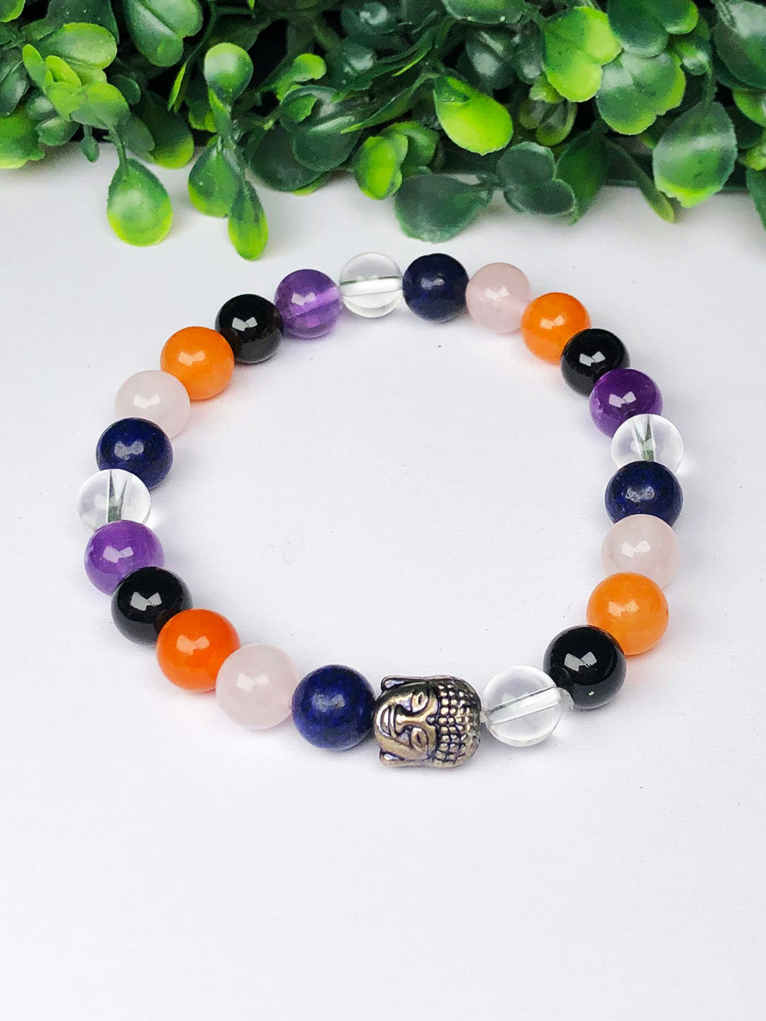 Universal Mixel Crystal Bracelet (7 Chakra) (Hematite & Lava stone)