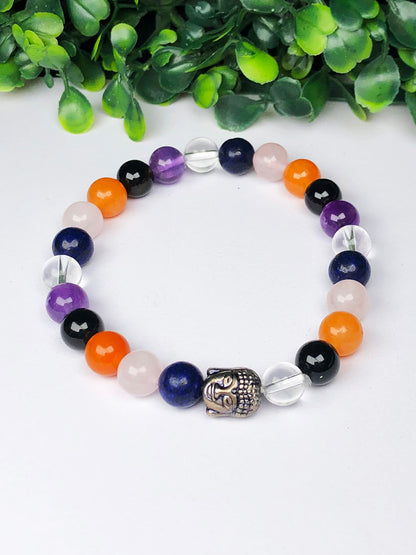 Universal Mixel Crystal Bracelet (7 Chakra) (Hematite & Lava stone)